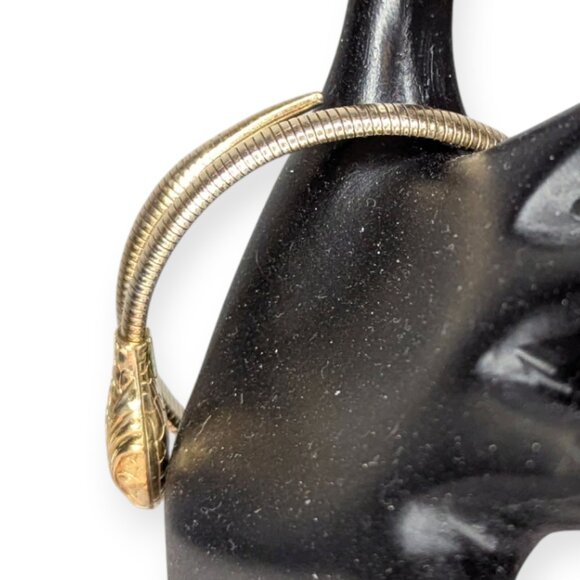 Vintage MCM Forstner 12k Gold Fill Egyptian Revival Coiled Serpent Bracelet - Picture 5 of 13
